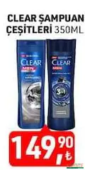 CLEAR ŞAMPUAN ÇEŞİTLERİ 350 ML fiyat ve kampanya bilgisi